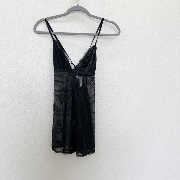 Auden Other - Auden Black Lace Adjustable Strap Nightie Lingerie & Thong Set Womens Small NEW